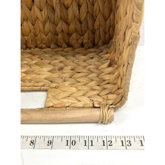 Handwoven Wicker Storage Baskets Set Of 2 With Wooden Handles - Rustic & Durable - Picture 7 of 12